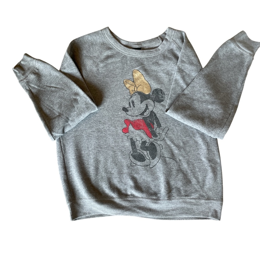 Disney Gray Sweatshirt with Minnie Mouse Print